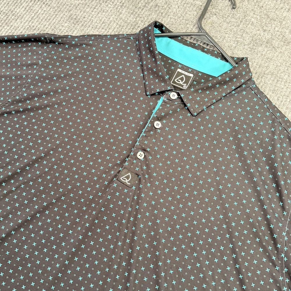 Deolax Polo Shirt Mens 3XL Black Geometric Print Stretch Casual Performance‎ Top
